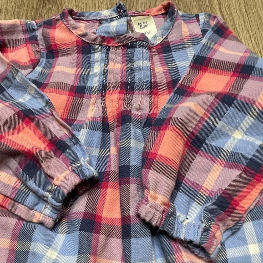 OshKosk B’gosh Shirt - One Piece | Baby 9 months | Pink Blue Plaid